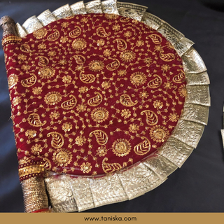 Maroon Punjabi Pakhi (Hand Fans) - Pack of 2