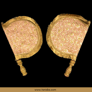 Royal Peachy Punjabi Pakhi (Hand Fans) - Pack of 2