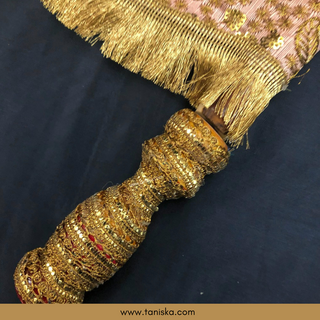 Royal Peachy Punjabi Pakhi (Hand Fans) - Pack of 2