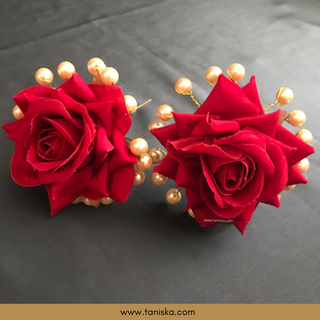 Red/Deep Red Traditional Hair Pins - Set of 2 Hair Pins