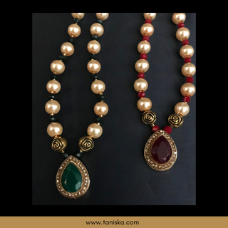 MILNI HAAR - Red/White Pearls Swaghat Haar(Guest Garlands) - (Set of 24: x12 Red, x12 Green)