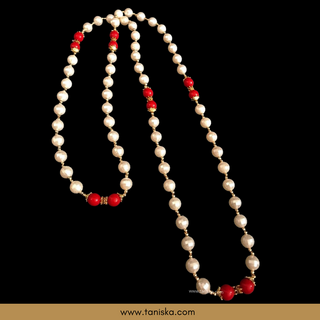 MILNI HAAR - Red/White Pearls Haar (Swagat Haar/Guest Garlands) - (Set of 12)