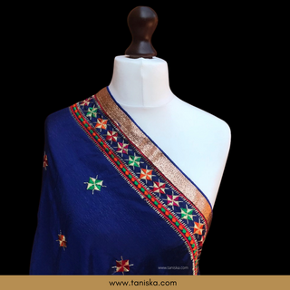 TANAV01 Blue Punjabi Phulkari Dupatta