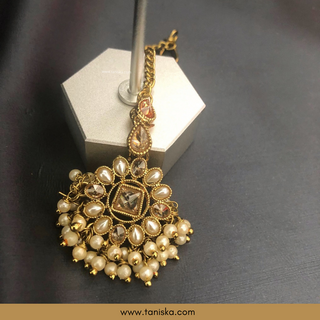 Golden Traditional Necklace Set - Antique Gold