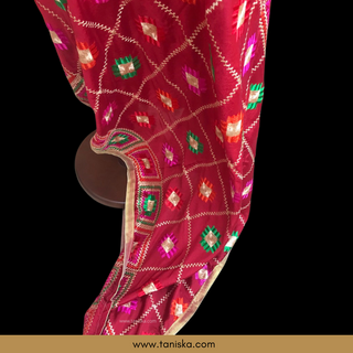 Red Punjabi Phulkari Dupatta