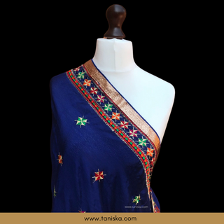 TANAV01 Blue Punjabi Phulkari Dupatta