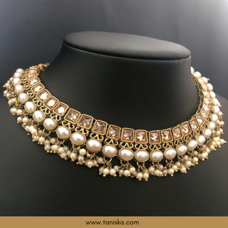 Golden Traditional Necklace Set - Antique Gold