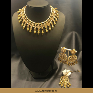 Golden Traditional Necklace Set - Antique Gold