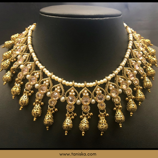 Golden Traditional Necklace Set - Antique Gold