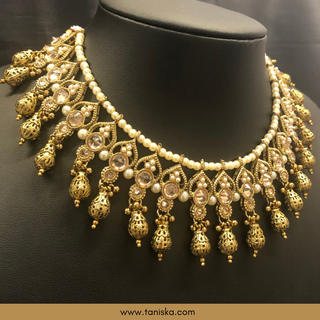 Golden Traditional Necklace Set - Antique Gold
