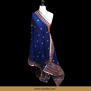 TANAV01 Blue Punjabi Phulkari Dupatta