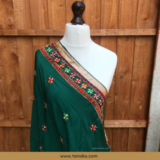 Emerald Punjabi Phulkari Dupatta