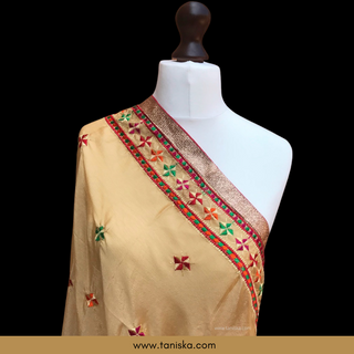 TANGOL01 Golden Punjabi Phulkari Dupatta