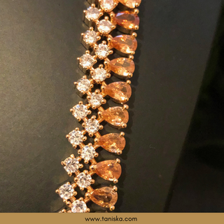 American Diamond Style Necklace Set - Rose Gold