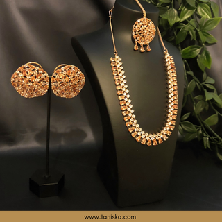American Diamond Style Necklace Set - Rose Gold