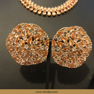 American Diamond Style Necklace Set - Rose Gold