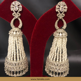 American Diamond Style Statement Earrings - Silver (Limited Edition)