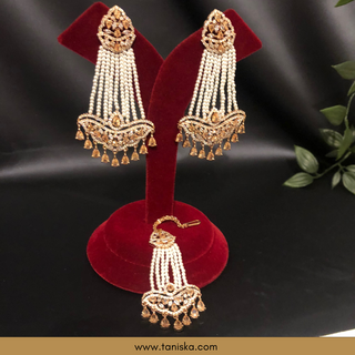 American Diamond Style Earring & Tikka Set - Rose Gold