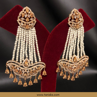 American Diamond Style Earring & Tikka Set - Rose Gold