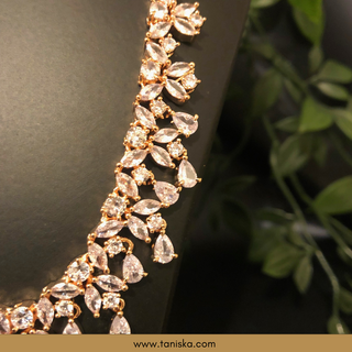 American Diamond Style Necklace Set - Rose Gold