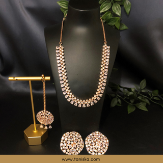 American Diamond Style Necklace Set - Rose Gold