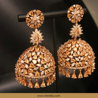 American Diamond Style Necklace Set - Rose Gold