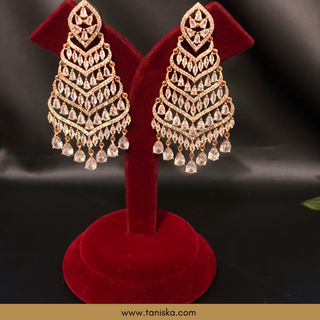American Diamond Style Earring & Tikka Set - Rose Gold