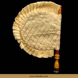 Punjabi Pakhi with Golden Decorated Patterns (Hand-Fan - Single Piece)