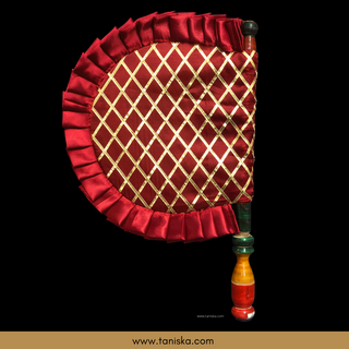Punjabi Pakhi with Golden-Maroon Decorated Patterns (Hand-Fan - Single Piece)