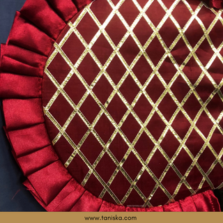 Punjabi Pakhi with Golden-Maroon Decorated Patterns (Hand-Fan - Single Piece)