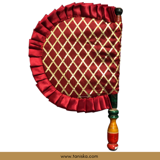 Punjabi Pakhi with Golden-Maroon Decorated Patterns (Hand-Fan - Single Piece)