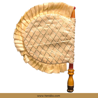 Punjabi Pakhi with Golden Decorated Patterns (Hand-Fan - Single Piece)