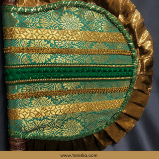Punjabi Pakhi with Golden-Mint Decorated Patterns (Hand-Fan - Single Piece)