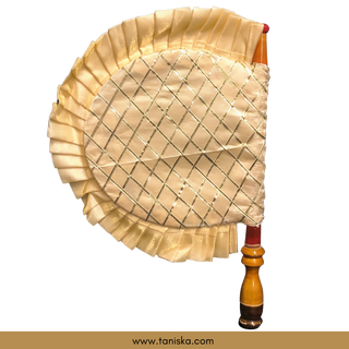 Punjabi Pakhi with Golden Decorated Patterns (Hand-Fan - Single Piece)
