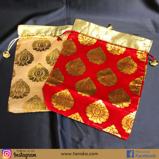Decorative Drawstring Gift Bag (Gold/Red) - Buy 3 Get 1 Free