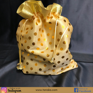 Decorative Drawstring Gift Bag (Gold/Red) - Buy 3 Get 1 Free