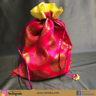 Decorative Drawstring Gift Bag (Hot Pink) - Buy 3 Get 1 Free