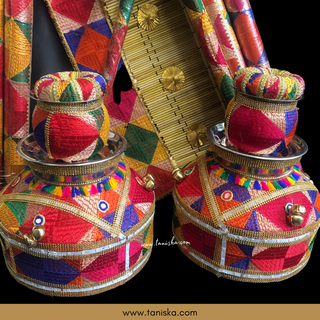 PRE-ORDER - New LED Jaggo Plus Chaj Set (with Bells/Ghungroo + LED Sticks) - Phulkari Print - Available for Pre-Order