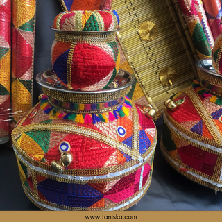 PRE-ORDER - New LED Jaggo Plus Chaj Set (with Bells/Ghungroo + LED Sticks) - Phulkari Print - Available for Pre-Order
