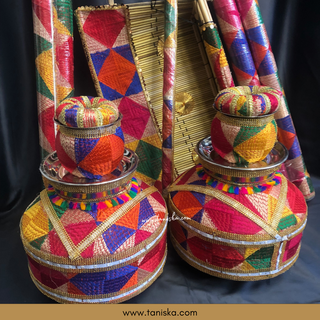 PRE-ORDER - Meenakari Peacock Mayian Fatti Full Set & KAZ Phulkari LED Jaggo Set - JESS COMBO DEAL - Available for Pre-Order