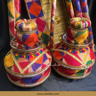 PRE-ORDER - Meenakari Peacock Mayian Fatti Full Set & KAZ Phulkari LED Jaggo Set - JESS COMBO DEAL - Available for Pre-Order