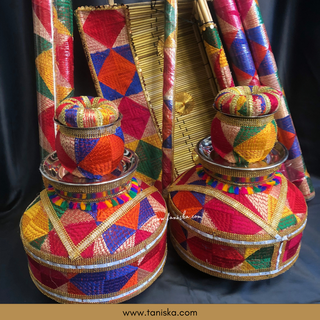 PRE-ORDER - Meenakari Peacock Mayian Fatti Full Set & KAZ Phulkari LED Jaggo Set - JESS COMBO DEAL - Available for Pre-Order