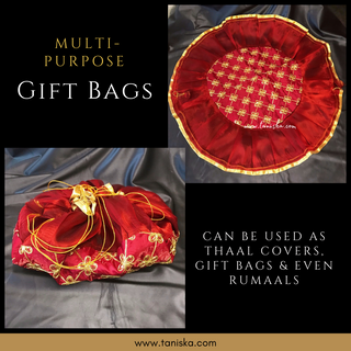 1 Maroon Multi-Purpose DORI RUMAL (Gift Bag, Thaal Cover, Potli Bag - Perfect for: Indian Wedding, Shagan Ceremony, Chunni Charhana, Bridal Shower, Baby Shower, Maiyan, Weddings, Favors, Shaadi, Walima)