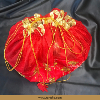 1 Red Multi-Purpose DORI RUMAL (Gift Bag, Thaal Cover, Potli Bag - Perfect for: Indian Wedding, Shagan Ceremony, Chunni Charhana, Bridal Shower, Baby Shower, Maiyan, Weddings, Favors, Shaadi, Walima)