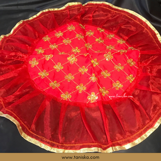 1 Red Multi-Purpose DORI RUMAL (Gift Bag, Thaal Cover, Potli Bag - Perfect for: Indian Wedding, Shagan Ceremony, Chunni Charhana, Bridal Shower, Baby Shower, Maiyan, Weddings, Favors, Shaadi, Walima)