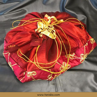 1 Maroon Multi-Purpose DORI RUMAL (Gift Bag, Thaal Cover, Potli Bag - Perfect for: Indian Wedding, Shagan Ceremony, Chunni Charhana, Bridal Shower, Baby Shower, Maiyan, Weddings, Favors, Shaadi, Walima)