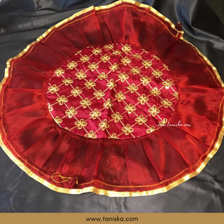 1 Maroon Multi-Purpose DORI RUMAL (Gift Bag, Thaal Cover, Potli Bag - Perfect for: Indian Wedding, Shagan Ceremony, Chunni Charhana, Bridal Shower, Baby Shower, Maiyan, Weddings, Favors, Shaadi, Walima)