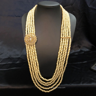 The Dynasty Sun-Dial | Filigree Medallion Pearl Mala