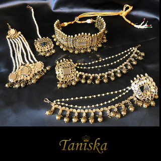 HARLEEN Golden Glass Necklace Set