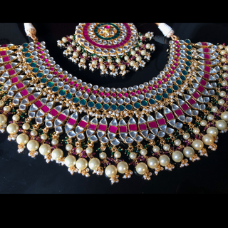 MISHCA Traditional Multi Pachi-Kundan Necklace Set